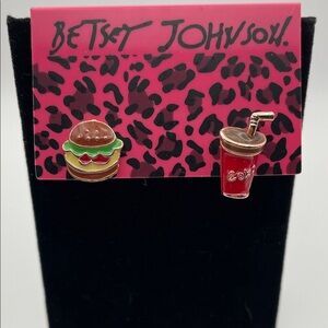 Betsey Johnson Enamel Burger and Coke Earrings